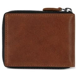 Lucleon Portefeuille En Cuir Brun Havane Anti-RFID Avec Fermeture Zippée -Bagues Magasin Pawas wallet 19 3 copy