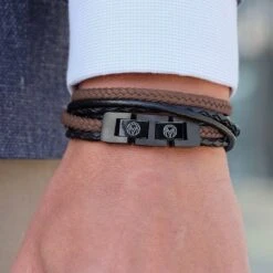 Lucleon Triple Bracelet Roy En Cuir Noir Et Marron 10 Lucleon Triple Bracelet Roy En Cuir Noir Et Marron -Bagues Magasin black brown roy leather bracelet 1