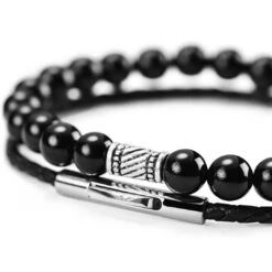 Neshraw Bracelet De Pierres Noires Fario -Bagues Magasin cvtftgfggk