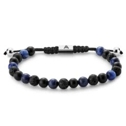 Arkai Bracelet Sanatio En Pierre De Lave, Sodalite Et Onyx De 6 Mm