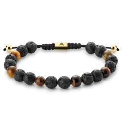 Arkai Bracelet Sanatio En Oeil De Tigre Et Pierre De Lave