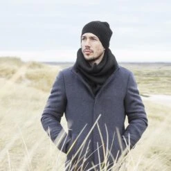 Fawler Bonnet Kaleb Kane En Laine Mérinos Noire -Bagues Magasin dkajidakdsd