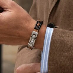 Lucleon Bracelet En Cordons De Cuir Brun Et Noir Icon -Bagues Magasin dlaodola