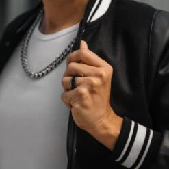 Fort Tempus Anneau En Titane Noir à Bande Centrale -Bagues Magasin dsc4669 sq