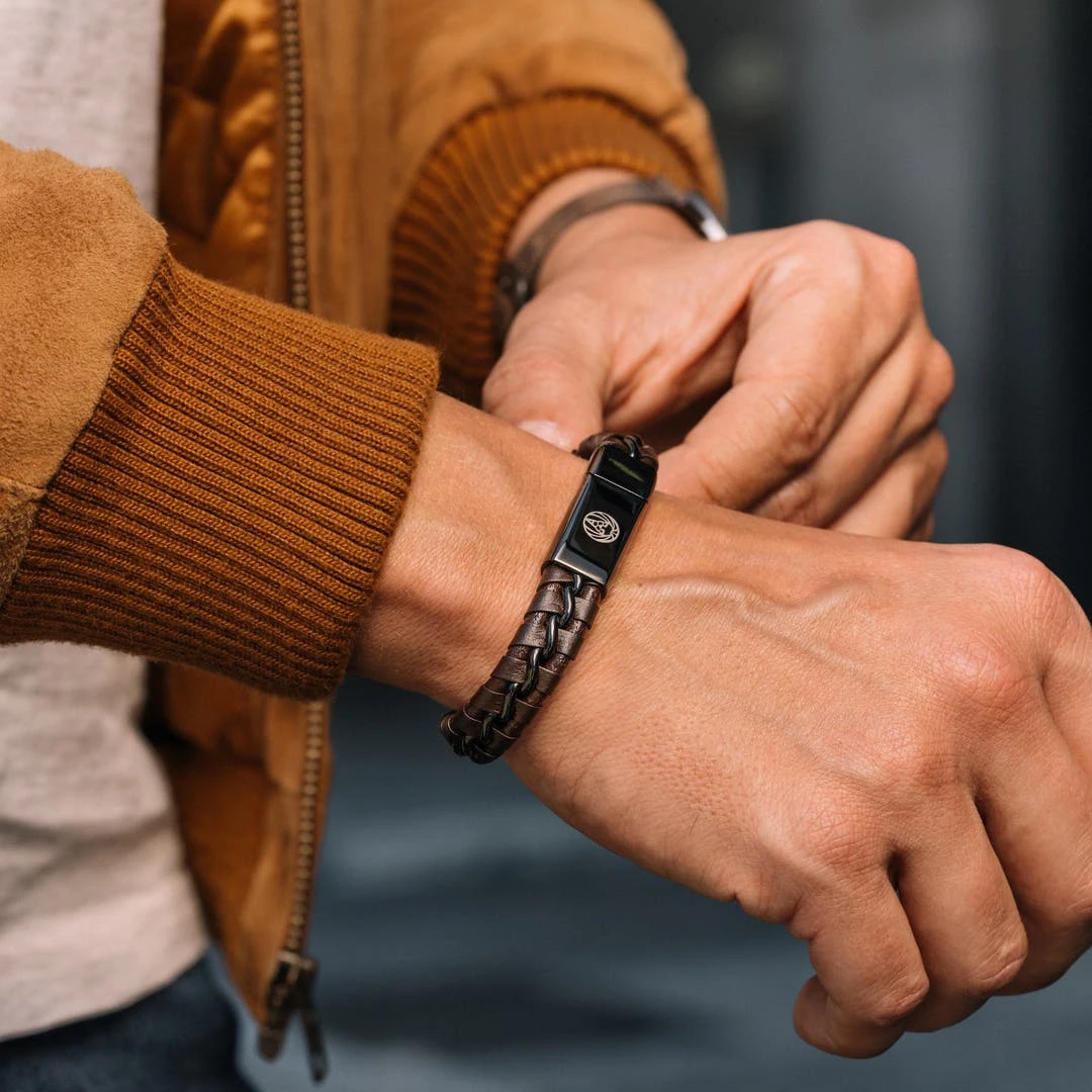 Lucleon Bracelet En Cuir Brun Lacé 5 Lucleon Bracelet En Cuir Brun Lacé – Image 3