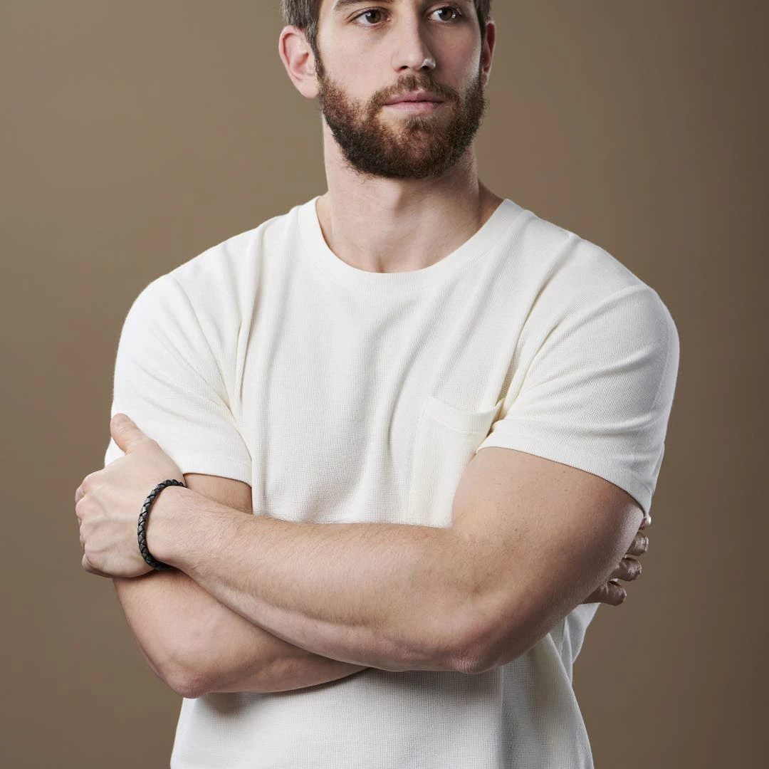 Lucleon Bracelet En Cuir Noir Et Gris 6 Lucleon Bracelet En Cuir Noir Et Gris – Image 4