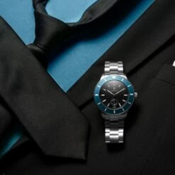 Fawler Makalu | Montre De Plongée En Titane Brossé Avec Lunette Bleue -Bagues Magasin jwm makalu collection lasse olsen 26040 1x1 10