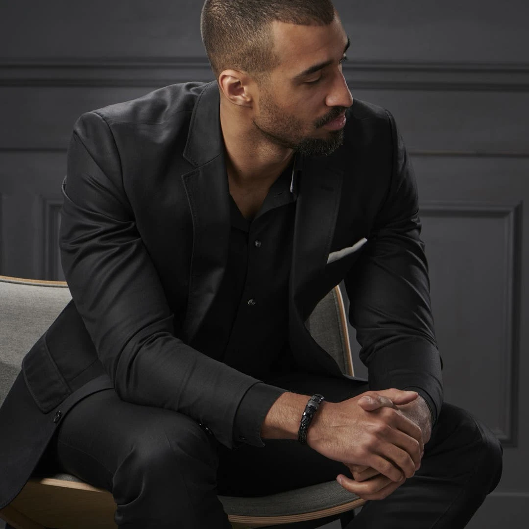 Lucleon Bracelet En Cuir Et En Acier Noir Icon 7 Lucleon Bracelet En Cuir Et En Acier Noir Icon – Image 5