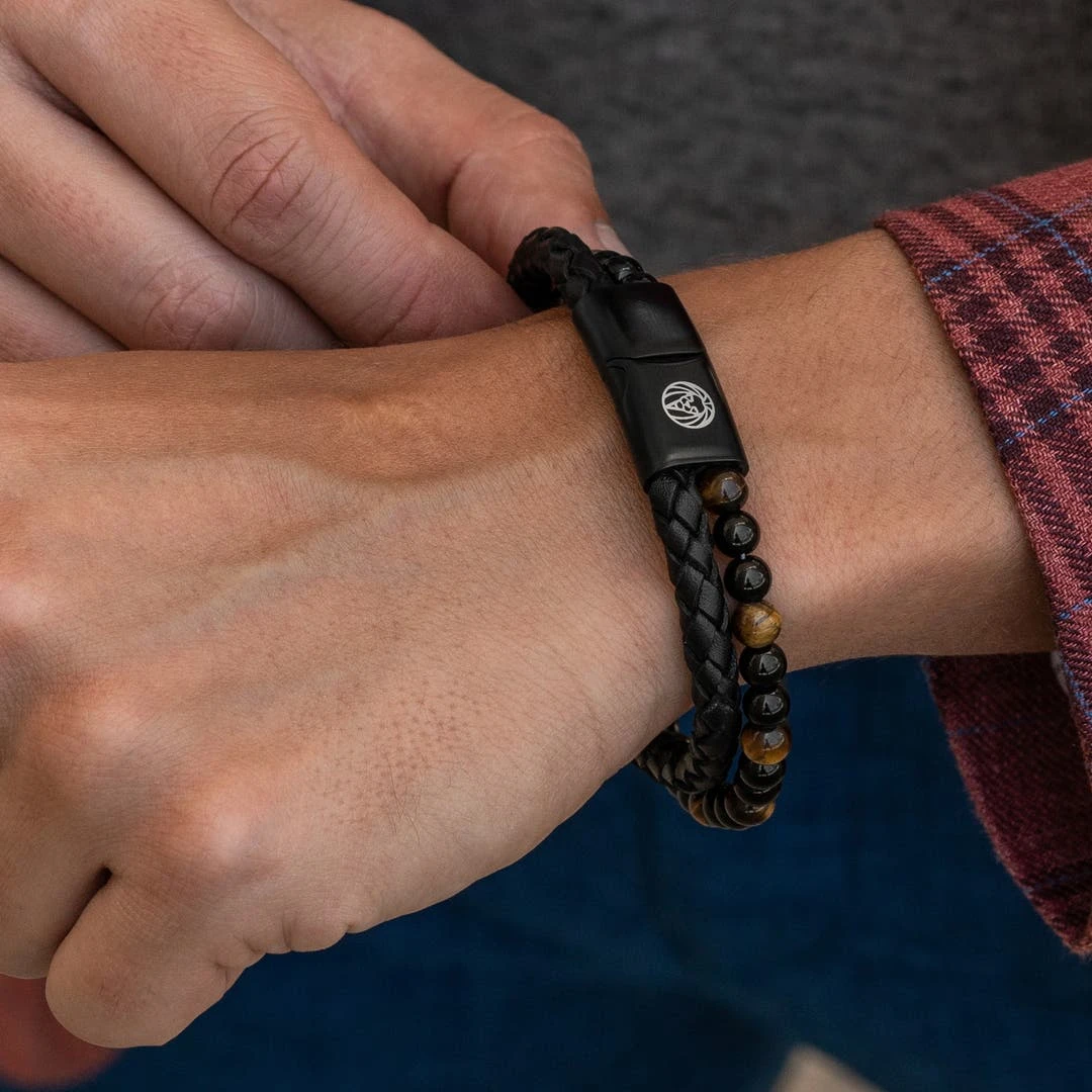 Lucleon Bracelet En Cuir Et En Perles Oeil De Tigre Jaunes Icon 5 Lucleon Bracelet En Cuir Et En Perles Oeil De Tigre Jaunes Icon – Image 3