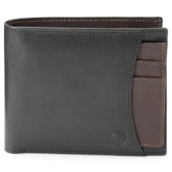 Lucleon Portefeuille Avec Porte-cartes En Cuir Noir Et Brun Foncé Anti-RFID Lincoln -Bagues Magasin linblk2