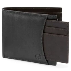 Lucleon Portefeuille Avec Porte-cartes En Cuir Noir Et Brun Foncé Anti-RFID Lincoln -Bagues Magasin linblk6