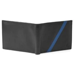 Lucleon Portefeuille En Cuir Noir Et Bleu Anti-RFID Lind -Bagues Magasin lindblack4