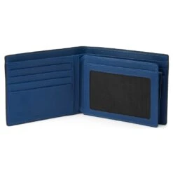 Lucleon Portefeuille En Cuir Noir Et Bleu Anti-RFID Lind -Bagues Magasin lindblack5