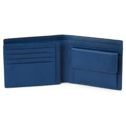 Lucleon Portefeuille En Cuir Noir Et Bleu Anti-RFID Lind -Bagues Magasin lindblack6