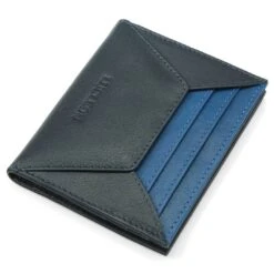 Lucleon Porte-cartes En Cuir Noir Et Bleu Anti-RFID Loren -Bagues Magasin lorenblk6