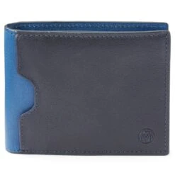 Lucleon Portefeuille En Cuir Bleu Marine Anti-RFID Lukas -Bagues Magasin lukblk2