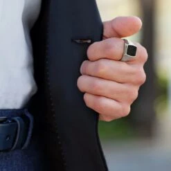 Northern Jewelry Grosse Chevalière En Argent 925 Et Onyx -Bagues Magasin onyks 2