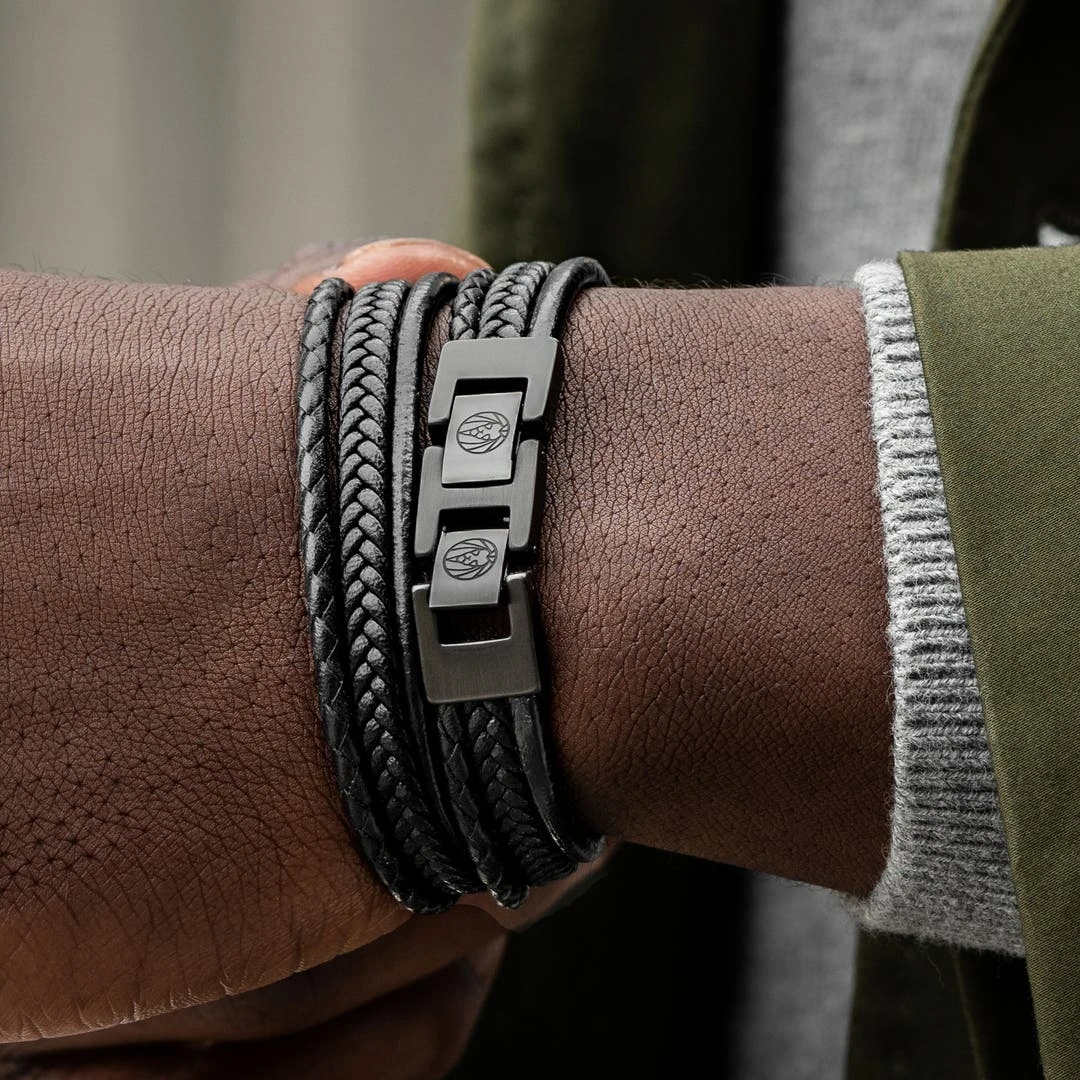 Lucleon Bracelet Roy En Cuir Noir Sur Noir 8 Lucleon Bracelet Roy En Cuir Noir Sur Noir – Image 6