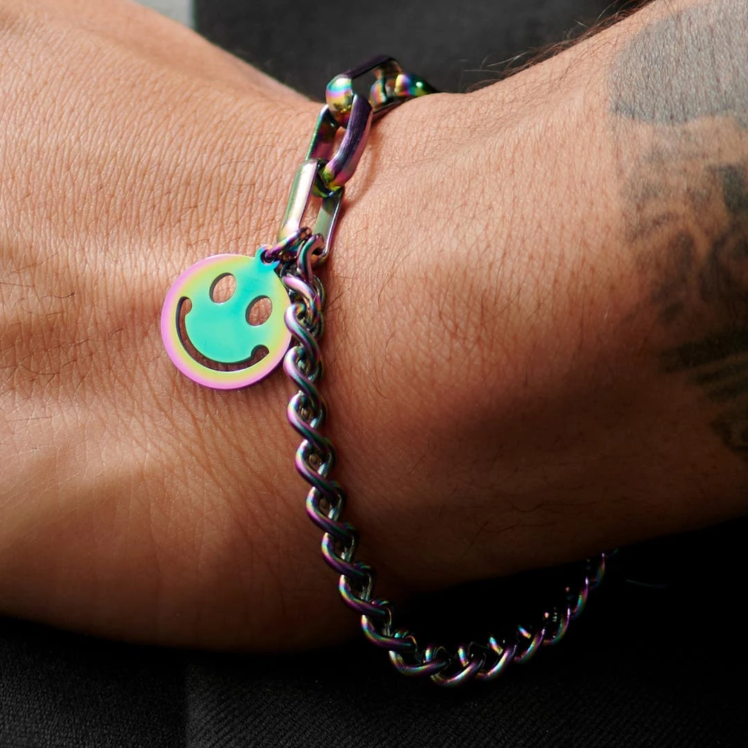 Lucleon Bracelet Amager Clarke Arc-en-ciel à Maille Torsadée Et Maille Gourmette Avec Pendentif Smiley 8 Lucleon Bracelet Amager Clarke Arc-en-ciel à Maille Torsadée Et Maille Gourmette Avec Pendentif Smiley – Image 6