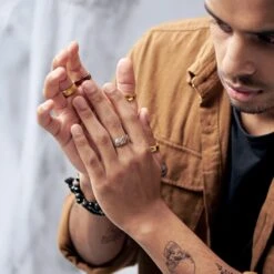 Lucleon Bague Aesop En Vagues De Titane Argenté Et Doré -Bagues Magasin rst ll aesop ring