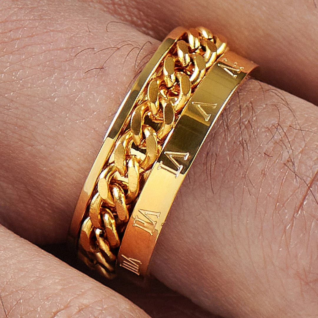 Lucleon Bague à Chaîne Romaine Dorée 8 Lucleon Bague à Chaîne Romaine Dorée – Image 6