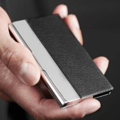 Fort Tempus Porte-cartes élégant En Métal Et Cuir Noir -Bagues Magasin rst megashoot wallets 3189 1 1