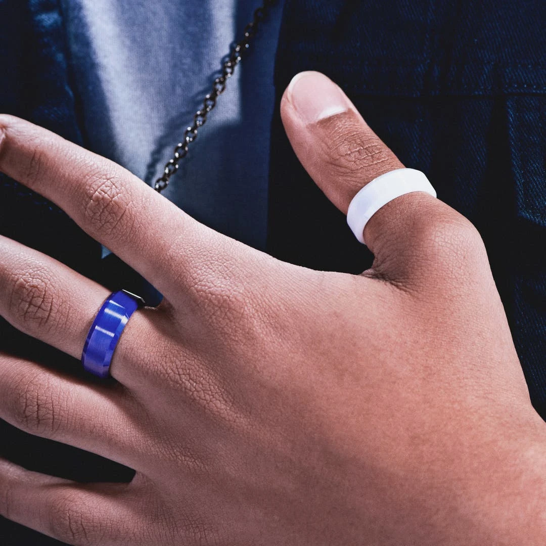 Lucleon Ferrum | Anneau Blanc En Céramique Brossée à Bords Biseautés Polis - 8 Mm 4 Lucleon Ferrum | Anneau Blanc En Céramique Brossée à Bords Biseautés Polis - 8 Mm – Image 2