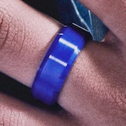 Lucleon Ferrum | Anneau Bleu En Céramique Brossée à Bords Biseautés Polis - 8 Mm -Bagues Magasin ste ll ferrum rings asbj rn 25559 25568 1x1 33 bg