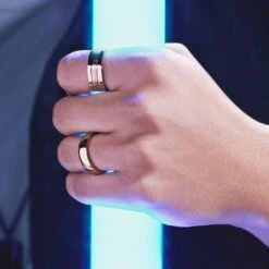 Lucleon Ferrum | Anneau à Double Rainure En Acier Inoxydable Brossé Et Poli Couleur Or Rose - 8 Mm -Bagues Magasin ste ll ferrum rings asbj rn 25710 25532 1x1 47 1