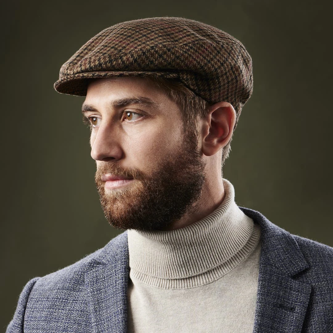 Fawler Casquette Plate Fido Boston à Motif Pied De Poule Marron 5 Fawler Casquette Plate Fido Boston à Motif Pied De Poule Marron – Image 3