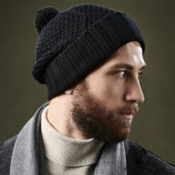 Fawler Bonnet Noir à Pompon Karl Kane En Laine Mérinos -Bagues Magasin ste megashoot hats 17305 37