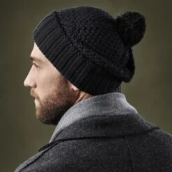 Fawler Bonnet Noir à Pompon Karl Kane En Laine Mérinos -Bagues Magasin ste megashoot hats 17305 39