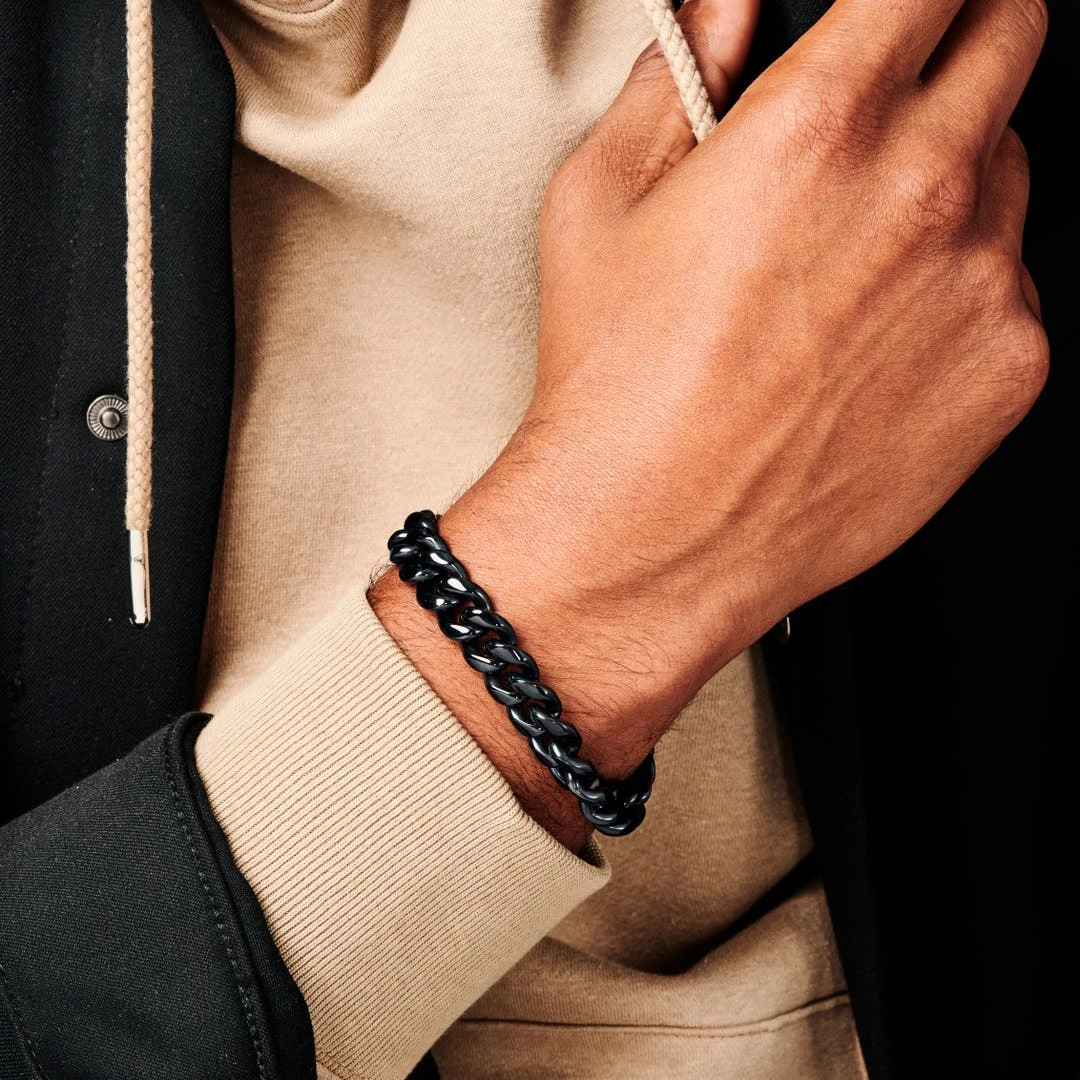 Lucleon Gourmette Noire En Acier 12 Mm 5 Lucleon Gourmette Noire En Acier 12 Mm – Image 3