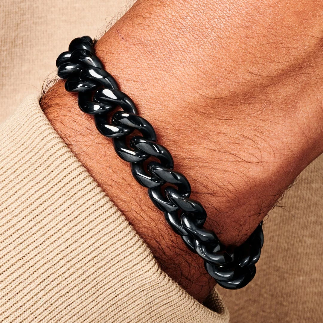 Lucleon Gourmette Noire En Acier 12 Mm 7 Lucleon Gourmette Noire En Acier 12 Mm – Image 5