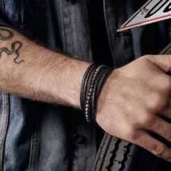 Lucleon Bracelet Naxos En Cuir Et Pierres De Jaspe Picasso -Bagues Magasin ste naxos benjamin 23488 1x1 39