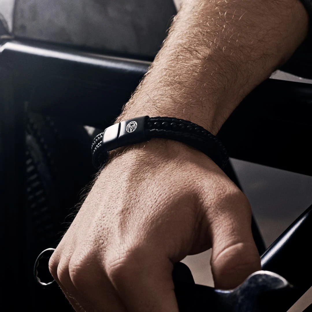 Lucleon Bracelet Naxos En Cuir Noir Et Agate Noire 4 Lucleon Bracelet Naxos En Cuir Noir Et Agate Noire – Image 2