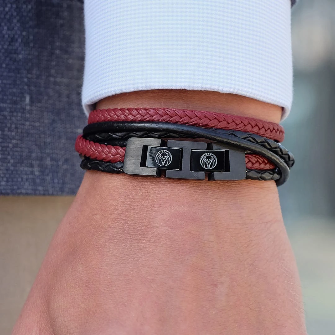 Lucleon Bracelet Roy En Cuir Noir Et Rouge 6 Lucleon Bracelet Roy En Cuir Noir Et Rouge – Image 4